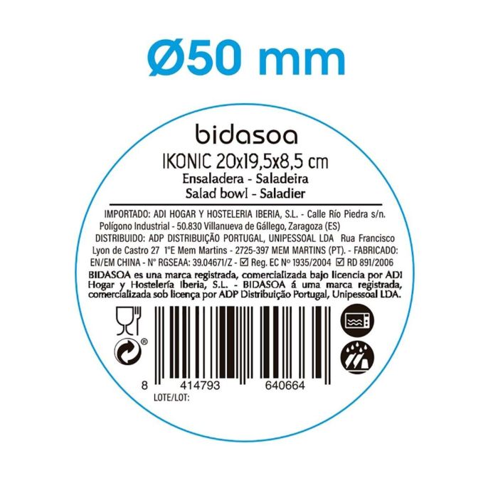 Ensaladera Cerámica Ikonic Bidasoa 20x19,5x8,5 cm (3 Unidades)