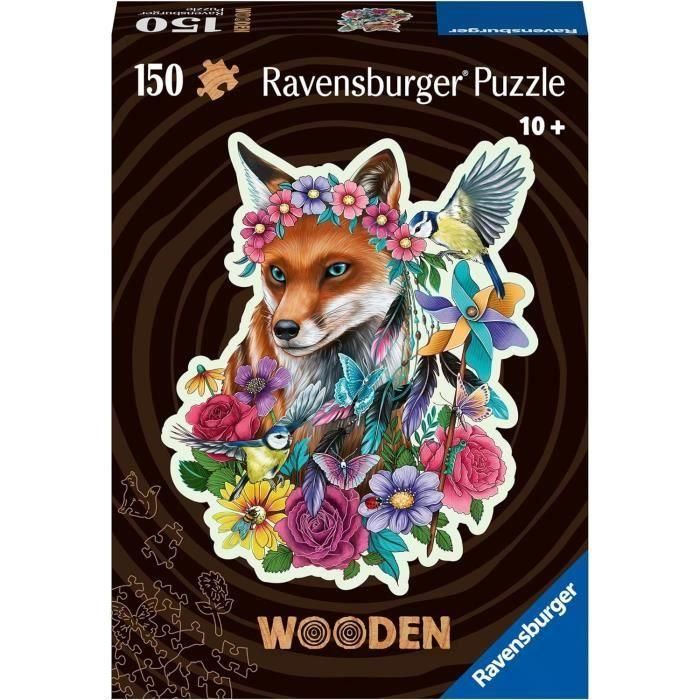 Puzzle de madera - Formas - 150 piezas - Zorro de colores