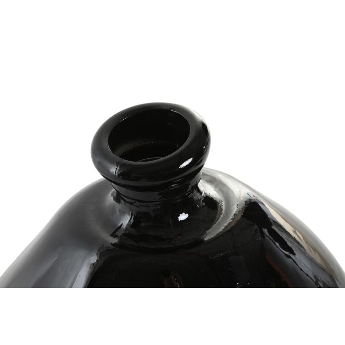 DKD Home Decor Jarrón Urban de Cristal Reciclado Negro - 32 cm de Alto, 31x31 cm de Base - 11 Litros de Capacidad, Diseño Orgánico 1