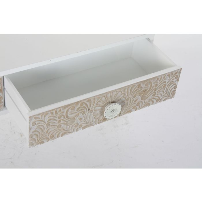 DKD Home Decor Mesa Centro Indio Madera Clara Blanca 120x65x42 cm 4 Cajones Mandala 3