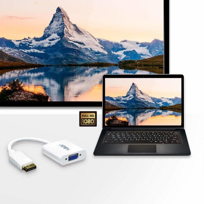 Aten Displayport/VGA adapter DisplayPort Male VGA HDB-15 Female Blanco 2 Aten Displayport/VGA adapter DisplayPort Male VGA HDB-15 Female Blanco 2