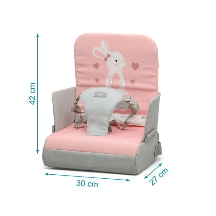 KioKids Trona de Viaje Plegable y Portátil para Bebés - Asiento Elevador Seguro con Diseño Conejo Rosa - Apto de 6 a 36 Meses 3