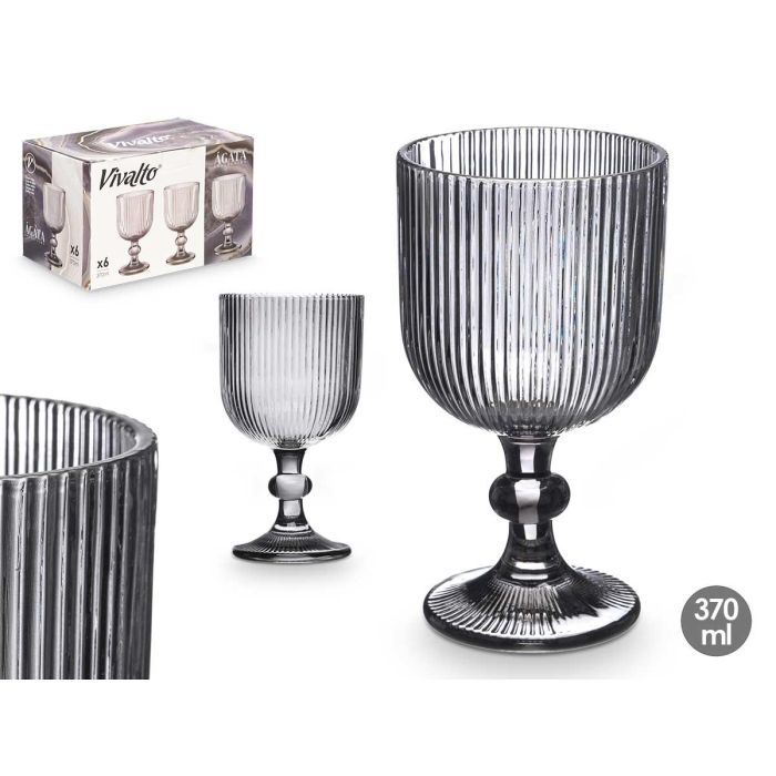 Copa Gris Rayas 370 ml Vivalto - Vidrio, 8.7x16.3x8.7 cm (24 Unidades) Copa Gris Rayas 370 ml Vivalto - Vidrio, 8.7x16.3x8.7 cm (24 Unidades)