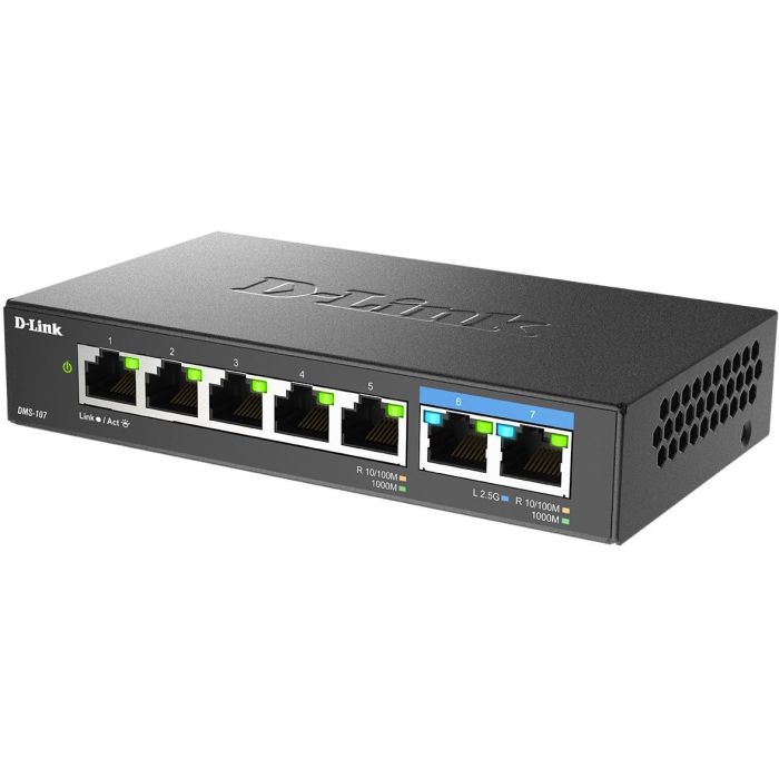 D-Link DMS-107 Switch Multi-Gigabit No Administrado de 7 Puertos con 5x Gigabit y 2x 2.5G para Redes LAN 1