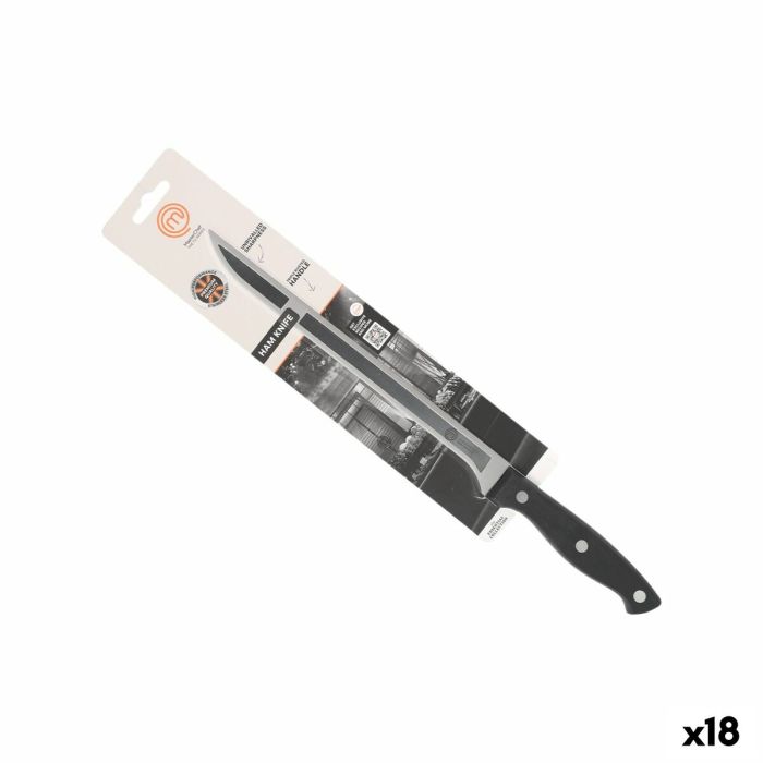 Cuchillo Jamonero MasterChef 23 cm Negro Plateado (18 Unidades) Cuchillo Jamonero MasterChef 23 cm Negro Plateado (18 Unidades)