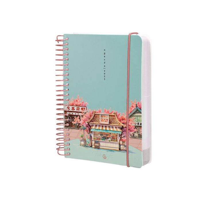 Agenda Espiral Liderpapel Santorini A6 2025 Dia Pagina Cherry Blossoms Papel 60 gr 3