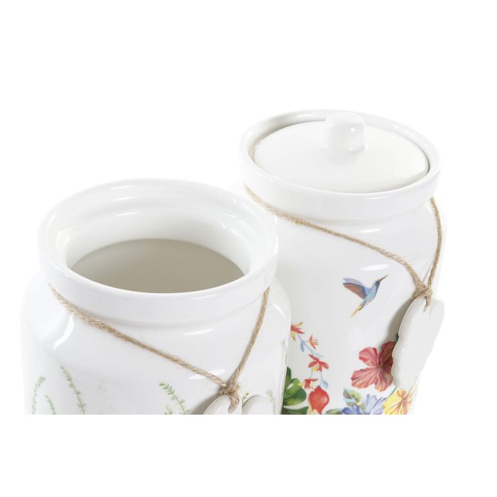 DKD Home Decor Bote Tropical Decorativo de Dolomita 2,35 L Multicolor Apto Microondas y Lavavajillas 15x15x21 cm Set 2 Unidades 2 DKD Home Decor Bote Tropical Decorativo de Dolomita 2,35 L Multicolor Apto Microondas y Lavavajillas 15x15x21 cm Set 2 Unidades 2