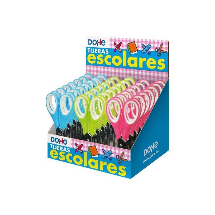 Tijera Escolar Dohe Bicolor 125 Mm. Expositor De 24 (3 Col.)