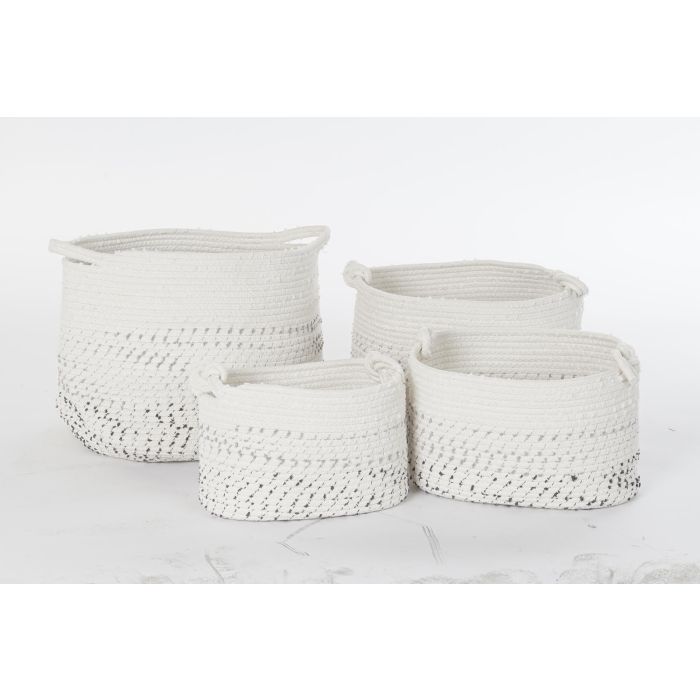 DKD Home Decor Cesta Boho Blanco Negro Algodón Set de 4 Piezas 36 x 33 x 36 cm 3 DKD Home Decor Cesta Boho Blanco Negro Algodón Set de 4 Piezas 36 x 33 x 36 cm 3