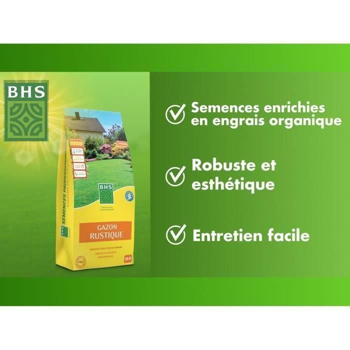 Césped - BHS - Césped rústico - 5 kg - Jardines tradicionales - Todo tipo de suelo - Denso y estético - Instalación rápida y duradera 1 Césped - BHS - Césped rústico - 5 kg - Jardines tradicionales - Todo tipo de suelo - Denso y estético - Instalación rápida y duradera 1
