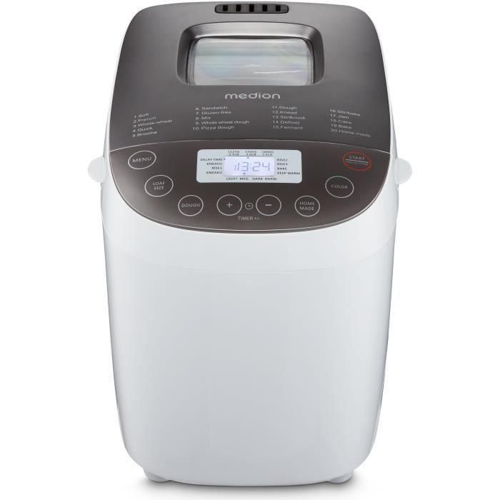 Máquina de hacer pan - MEDION - 50076798 - 950 W - 19 programas - Hublot - Blanco Máquina de hacer pan - MEDION - 50076798 - 950 W - 19 programas - Hublot - Blanco