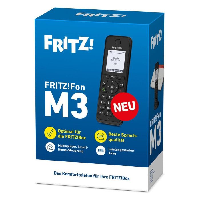 AVM FRITZ!Fon M3 Teléfono Inalámbrico DECT, Identificador de Llamadas, Manos Libres, Negro