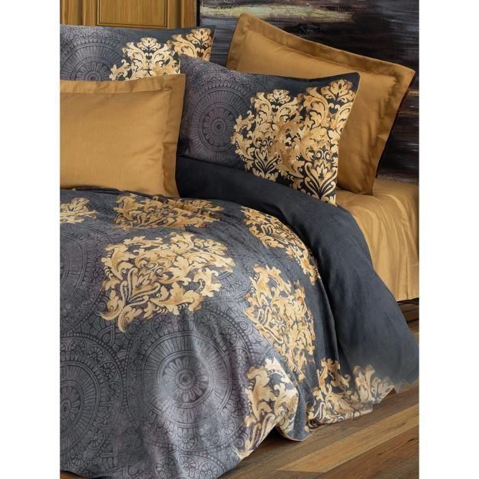 Juego de cama - 1 funda nórdica 220 x 240 cm + 2 fundas de almohada 60 x 60 cm - 100% algodón satén - Antracita 3 Juego de cama - 1 funda nórdica 220 x 240 cm + 2 fundas de almohada 60 x 60 cm - 100% algodón satén - Antracita 3