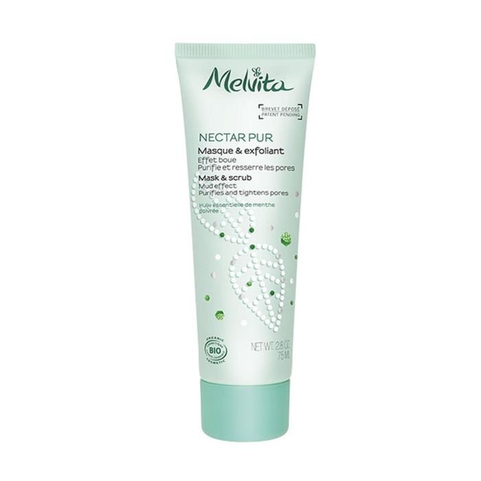 Melvita Nectar Puro Mascarilla y Exfoliante Facial Doble Acción Purificante Piel Mixta Grasa, Elimina Sebo, Desobstruye Poros, Bio 75 ml