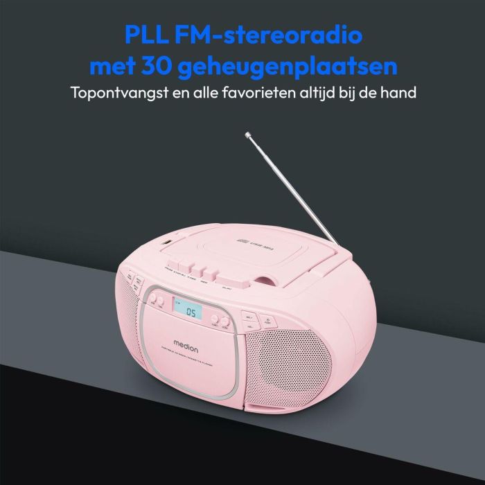 Medion MED4061275227475 Radio CD FM Portátil Rosa con 2x2.2W RMS de Potencia de Sonido 11