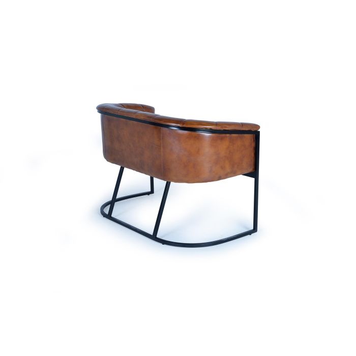 Giner y Colomer Sofá en Cuero Natural con Estructura de Metal Marrón 2