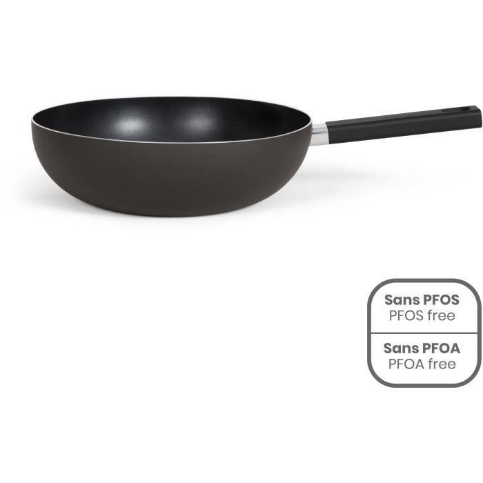 Livoo - MEP156N - Wok 32 cm Antiadherente sin PFOA ni PFOS, Mango de silicona, Compatible con todo tipo de fuegos e inducción
