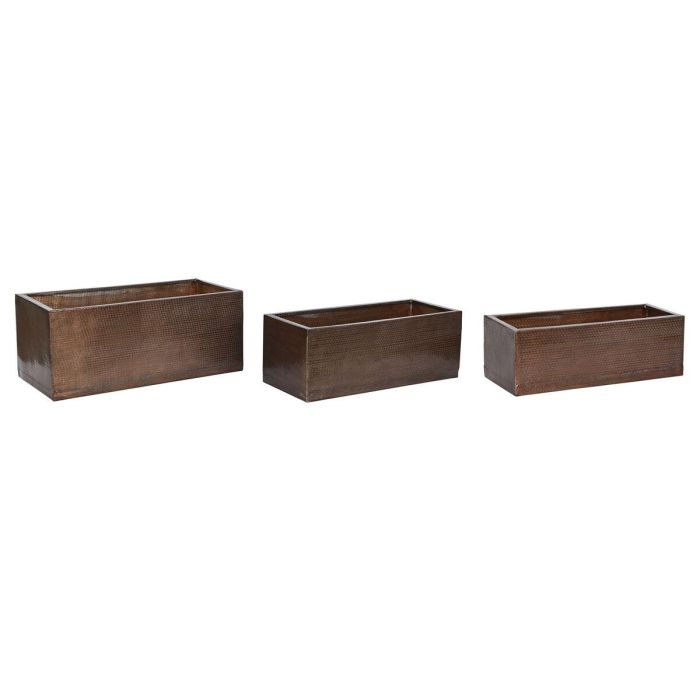 Set de Maceteros Home ESPRIT Dorado Aluminio 100 x 43 x 40 cm 1