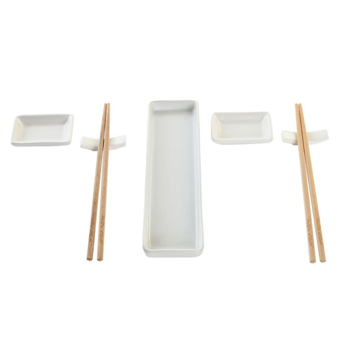 DKD Home Decor Set de Sushi Oriental 7 piezas Gres y Bambú Blanco Natural 7 x 2 x 24 cm Apto Lavavajillas 0 DKD Home Decor Set de Sushi Oriental 7 piezas Gres y Bambú Blanco Natural 7 x 2 x 24 cm Apto Lavavajillas 0