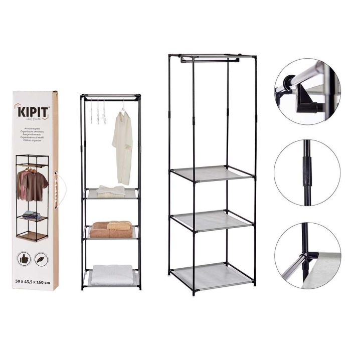 Armario Abierto Kipit 160 cm Negro/Gris - 43.5x50x160 cm (6 Unidades)