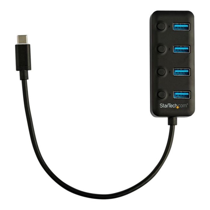 StarTech.com Hub USB Tipo C de 4 Puertos USB-A 3.1 Gen 1, 5 Gbps con Interruptores Individuales de Encendido/Apagado para PC/Mac