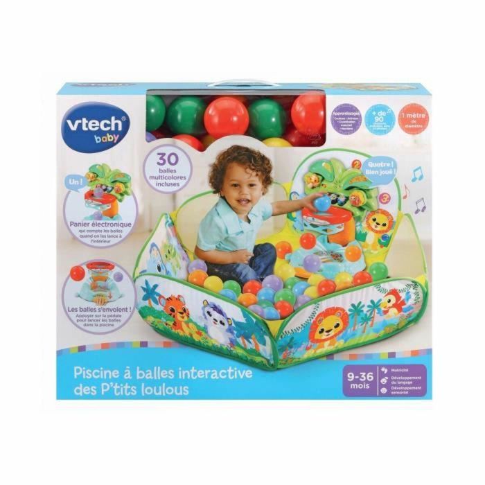 Vtech Baby Piscina de Bolas Interactiva P'tits Loulous con Cesta que Reconoce Puntos, 30 Bolas y Contenido Educativo para Bebés de 9-36 Meses 1
