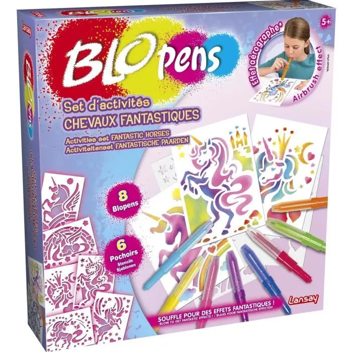 Lansay BLOPENS Fantastic Horses Activity Set, Set de Actividades con Aerógrafo para Dibujar Caballos Fantásticos, Unicornios y Pegasos 1