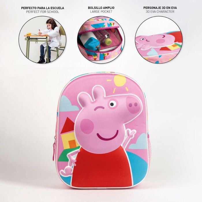Cerdá Mochila Infantil 3D Peppa Pig de 25x31x10 cm, ideal para niños +3 años, Color Rosa 5 Cerdá Mochila Infantil 3D Peppa Pig de 25x31x10 cm, ideal para niños +3 años, Color Rosa 5