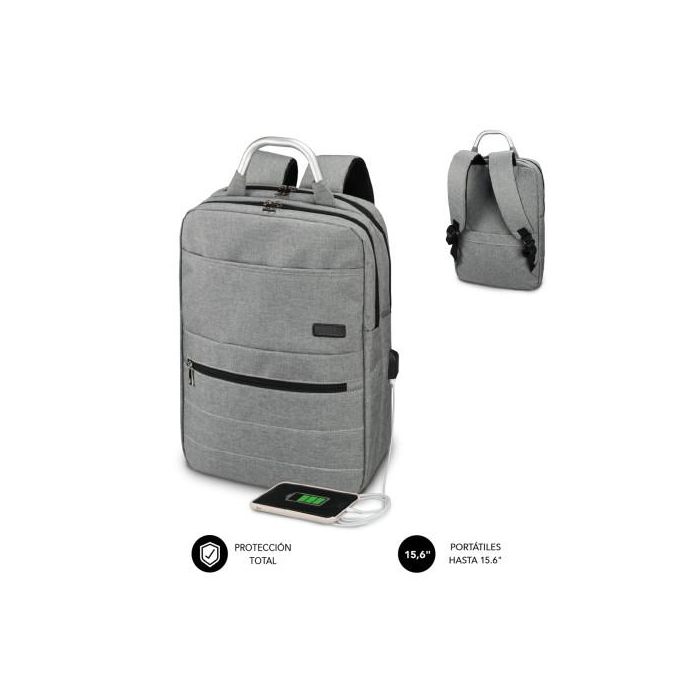 Mochila para Portátil y Tablet con Salida USB Subblim MOCHILA ELITE AIRPADDING 15.6'' GREY