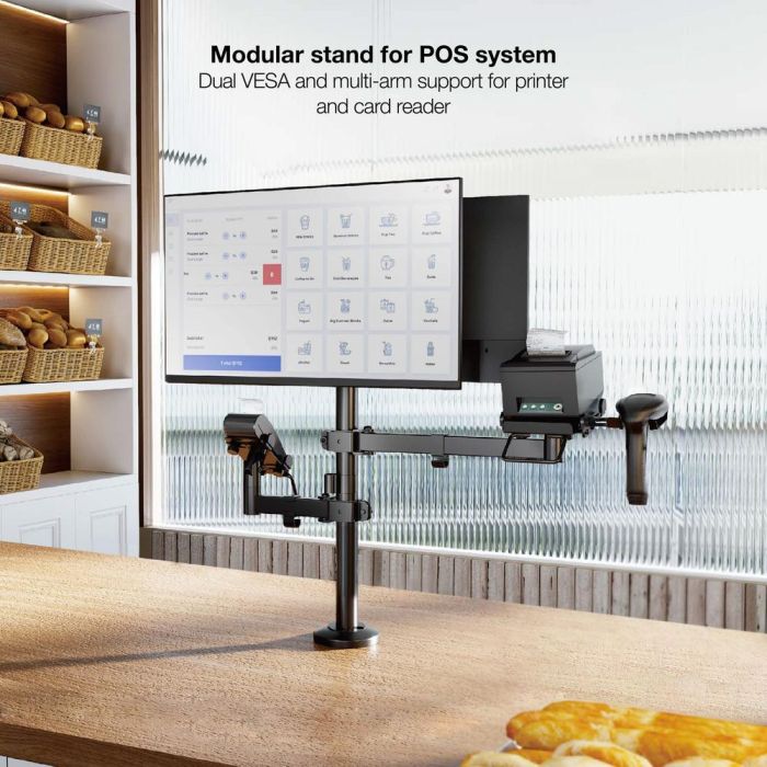 Soporte de Mesa para 2 Monitores, TPV, Impresora, Términal y Lector TooQ TQPM0002/ Giratorio/ Inclinable/ hasta 9kg 6 Soporte de Mesa para 2 Monitores, TPV, Impresora, Términal y Lector TooQ TQPM0002/ Giratorio/ Inclinable/ hasta 9kg 6