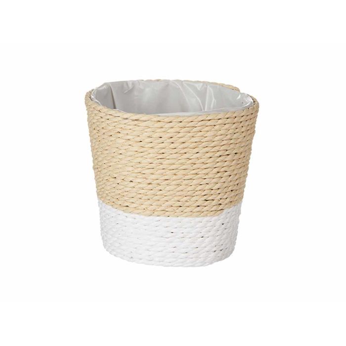 Ibergarden Macetero Decorativo para Plantas, Fabricado en Cuerda y con Interior de Plástico, Color Blanco Natural, Tamaño 10x10 cm (24 Unidades) 1