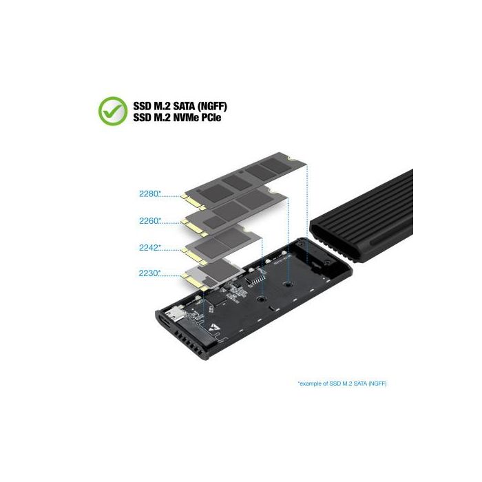Tooq Caja Externa SSD M.2 NVMe TQE-2222B / USB 3.1 Gen2 / Sin Tornillos 3