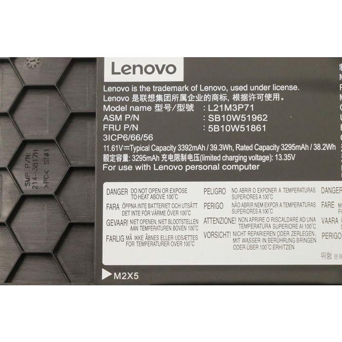 Lenovo Internal lithium-ion battery, 39.3Wh capacity, 3-cell configuration, compatible with Lenovo ThinkPad T14 Gen 4 laptops. 5
