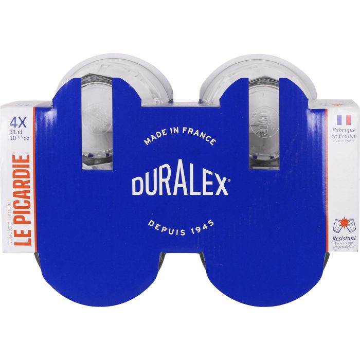 Duralex Set 4 Vasos Picardie Transparente 310 cc - Colección Picardie de Duralex, Vidrio Templado Resistente al Choque Térmico y Mecánico (12 Cajas) 3