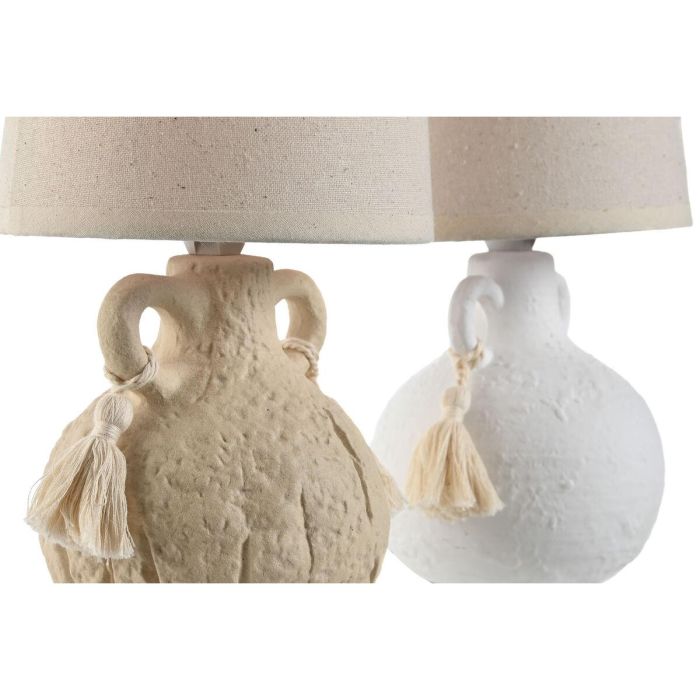 Lámpara de mesa Home ESPRIT Blanco Beige Cerámica 220 V 15 x 15 x 28 cm (2 Unidades) 3 Lámpara de mesa Home ESPRIT Blanco Beige Cerámica 220 V 15 x 15 x 28 cm (2 Unidades) 3