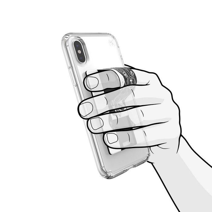 Speck Grabtab Frenchie Stamps Grey Colección Animal Kingdom | Soporte Móvil Adhesivo Ultra Fino 3mm Carga Inalámbrica 2