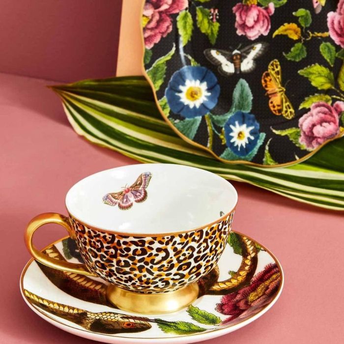 Spode Taza Té con Plato 200 Ml Creatures Leopardo Oro 22k 5