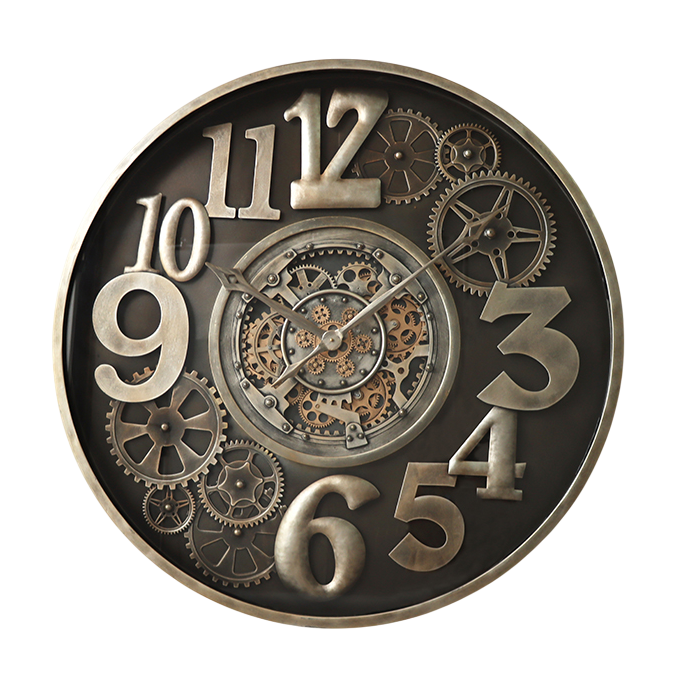 DKD Home Decor Reloj de Pared Vintage de Hierro y Cristal Plateado 100 x 100 x 10 cm
