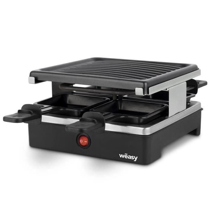WEASY LUGA40 - Raclette y parrilla para 4 personas - 600W - Revestimiento antiadherente - 19,7x19,7cm - Placa extraíble 1 WEASY LUGA40 - Raclette y parrilla para 4 personas - 600W - Revestimiento antiadherente - 19,7x19,7cm - Placa extraíble 1