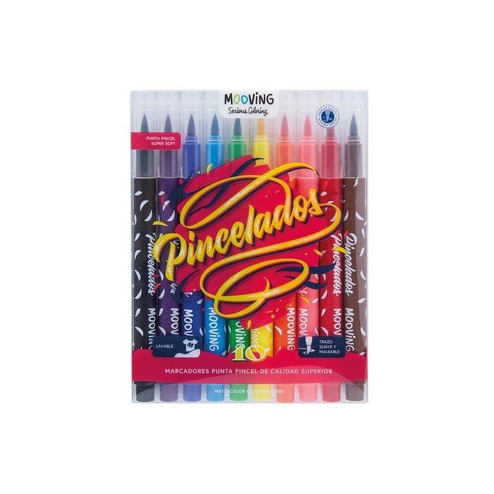 Rotulador Fibra Mooving Punta Pincel Estuche De 10