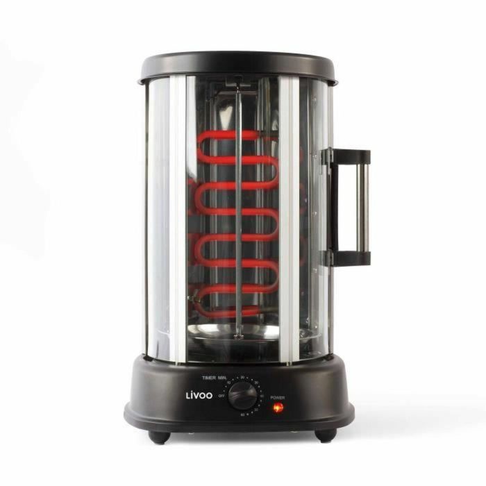 Livoo DOM323 Asador Kebab y Giroscopios para Aves y Carne, 21L 1500W Rotación 360°, 10 Brochetas, Negro