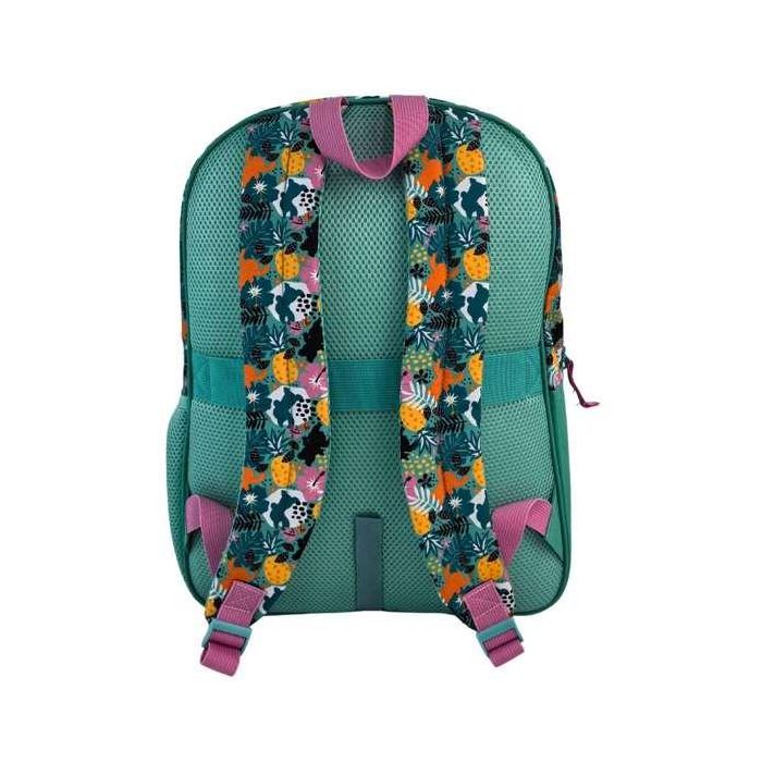 Stitch tropical mochila primaria doble compartimento (gran capacidad), adaptable a carro). con accesorio pom-pom.45 x 32 x 20 cm. 2
