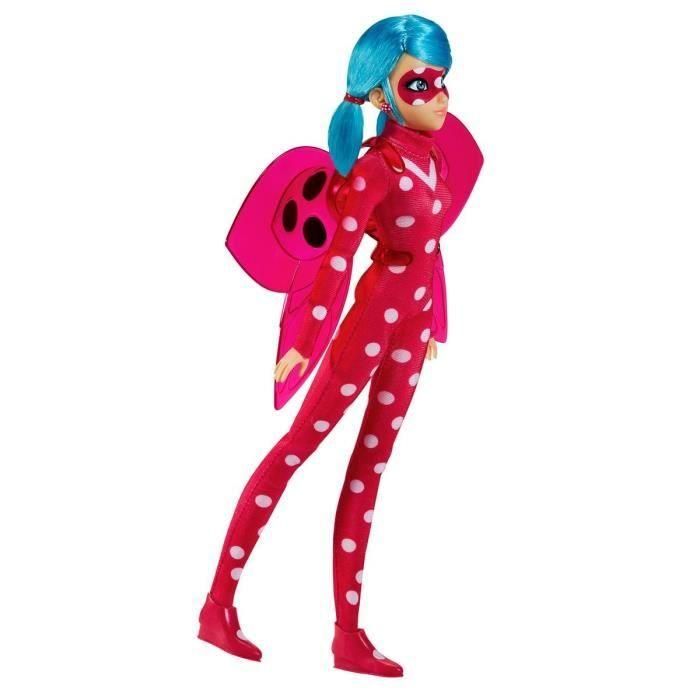 Bandai P50017 Muñeca Maniquí Articulada Miraculous Ladybug y Cat Noir Cosmobug 26 cm Roja y Blanca
