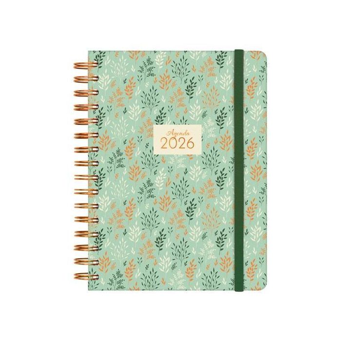Finocam E10-155x212 mm Agenda Espiral Tapa Dura Trigo 2026 1 Día por Página. Diseño elegante y funcional para uso personal/profesional.