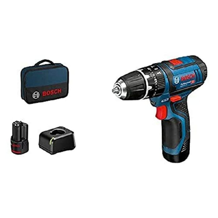 Taladro atornillador de impacto BOSCH PROFESSIONAL GSB 12V-15 + 2 baterías 2,0Ah + GAL 12V-20 + bolsa