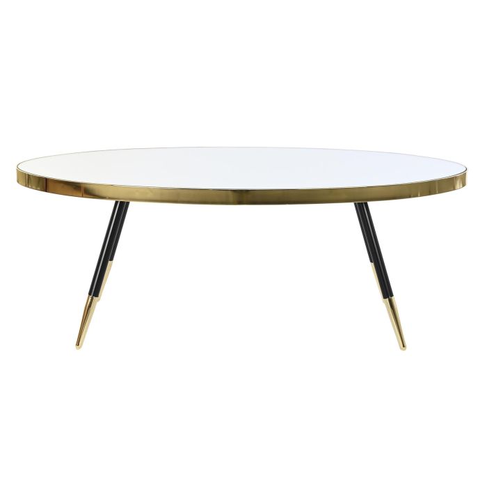 DKD Home Decor Mesa de Centro Urban con Tapa de Espejo y Estructura de Acero - Acabado Dorado y Negro - Medidas 110x50x41.5 cm 3