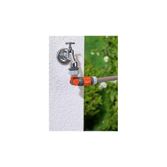 Gardena Pieza de Grifo en Ángulo para Manguera, Conexión Agua, Gris y Naranja, Diámetros de 1" y 3/4" 1