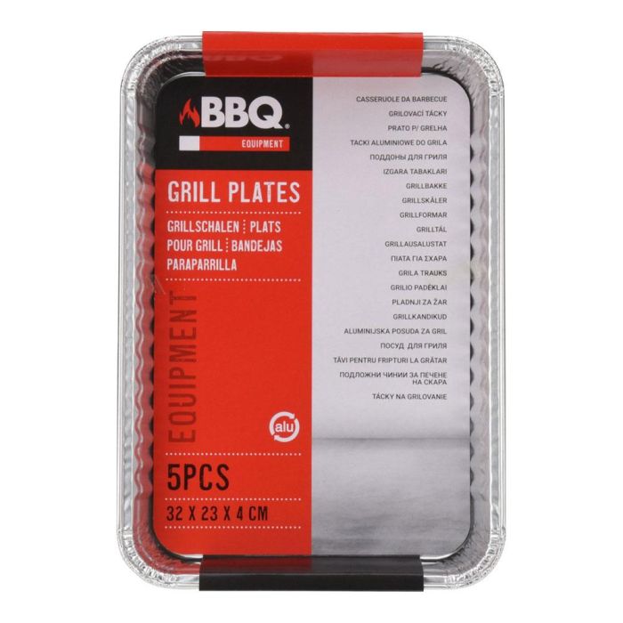 Pack de 5 bandejas desechables rectangulares para barbacoa 32x23x4 cm 1 Pack de 5 bandejas desechables rectangulares para barbacoa 32x23x4 cm 1