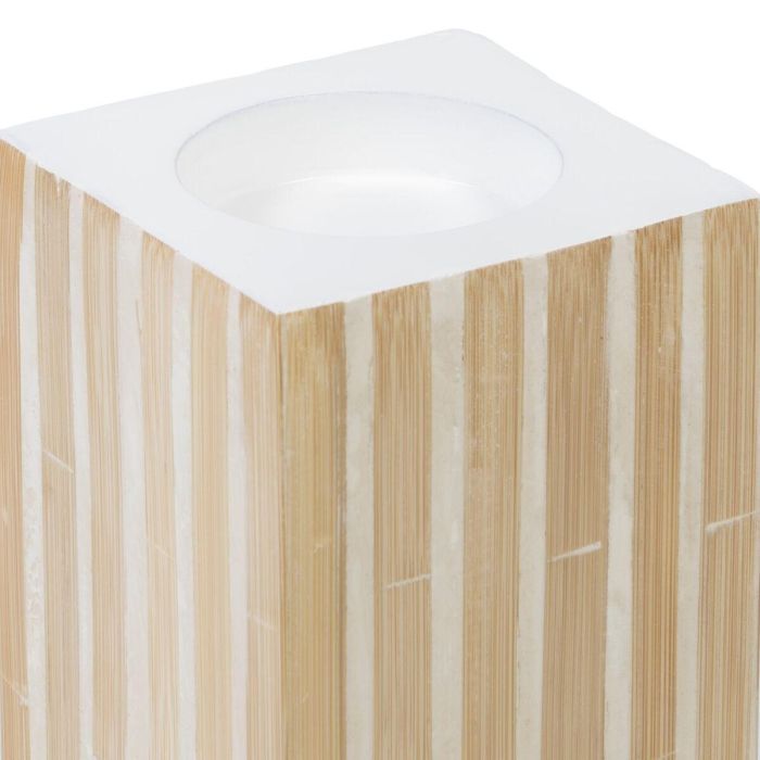 Portavelas Beige Bambú Madera MDF 10,5 x 10,5 x 21 cm 3