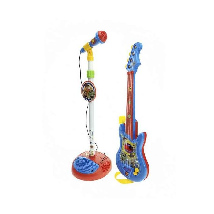 Guitarra y microfono de pie toy story con amplificador (altura regulable) 3